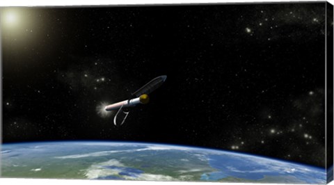 Framed Artist&#39;s concept of the Atlas V541 Launch Vehicle in Orbit Print