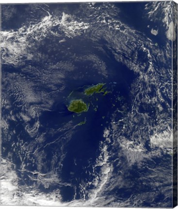 Framed Satellite view of Vanua Levu, the Second Largest Island of Fiji Print