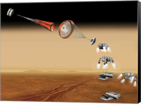 Framed Artist&#39;s Concept of a Proposed Mars sample Return Mission Print