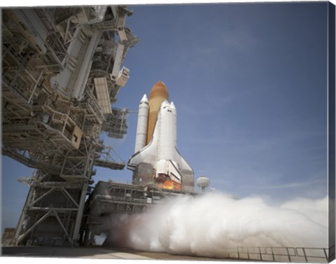 Framed Exhaust Plume forms under the Mobile Launcher Platform on Launch Pad 39A Print