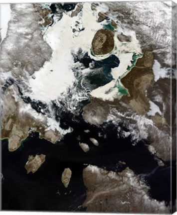 Framed Sea Ice and Sediment Visible in Nunavut, Canada Print