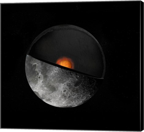 Framed Artist&#39;s Concept Showing a possible Inner Core of the Earth&#39;s Moon Print