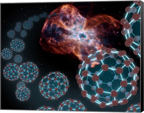 Framed Artist&#39;s Concept Showing Carbon Balls Ejecting out from a Dying White Star in a Planetary Nebula Print