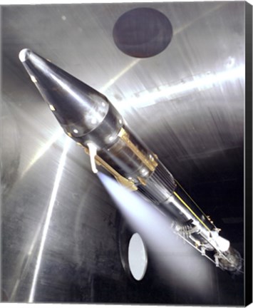 Framed Vent Flowing Cryogenic Fuel  on a Centaur Rocket Engine Model Print