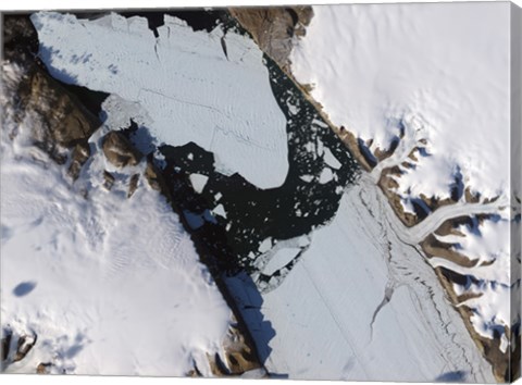 Framed Ice Island that Calved off the Petermann Glacier in Northwestern Greenland Migrates Down the fjord Print