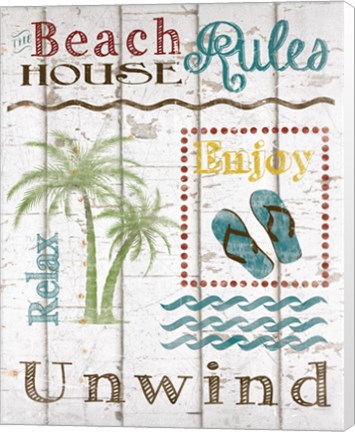 Framed Beach House Rules Print