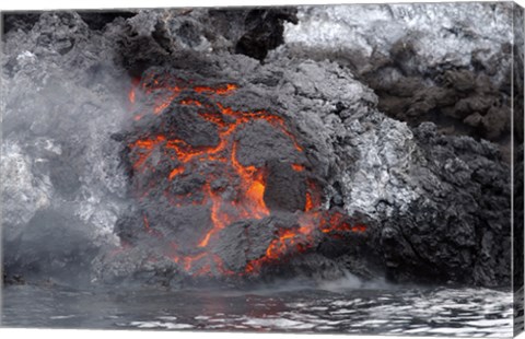 Framed Lava Flows from the Yemeni Island of Jazirat at-Tair after the Island Erupted Print