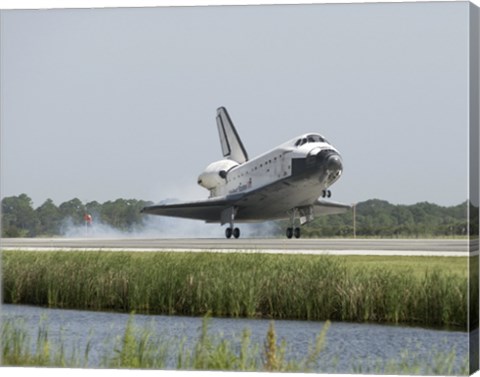 Framed Space Shuttle Endeavour touches down on the runway Print