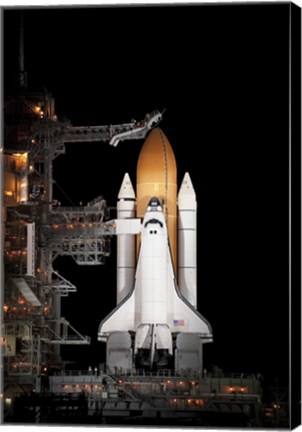 Framed Space shuttle Atlantis Sits Ready on its Launch Pad at Kennedy Space Center, Florida Print