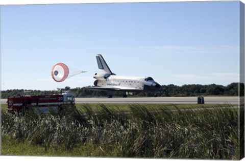 Framed Space Shuttle Atlantis Unfurls its Drag Chute upon Landing at Kennedy Space Center, Florida Print