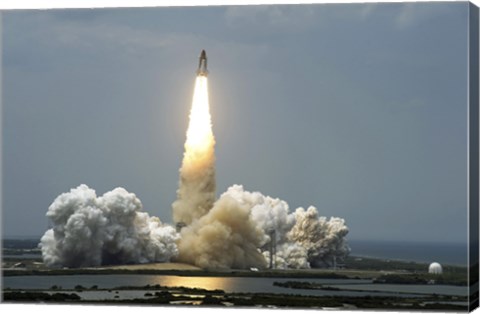 Framed Space Shuttle Atlantis Lifts off into the Sky Print