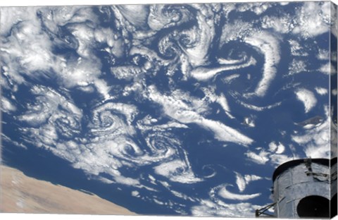 Framed Cloud Vortex Streets off the Coast of Northwestern Africa Print