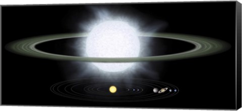 Framed Comparison of the Size of a Hypergiant Star to that of our Solar System Print