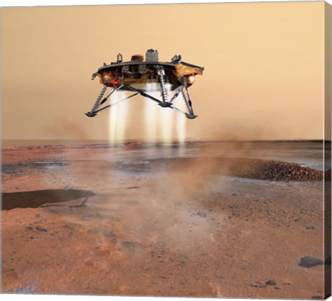 Framed Phoenix Mars Lander Arriving on Mars Print