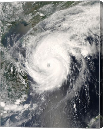 Framed Typhoon Neoguri approaching China Print