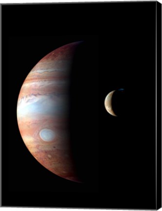 Framed Jupiter and its Volcanic Moon Lo Print