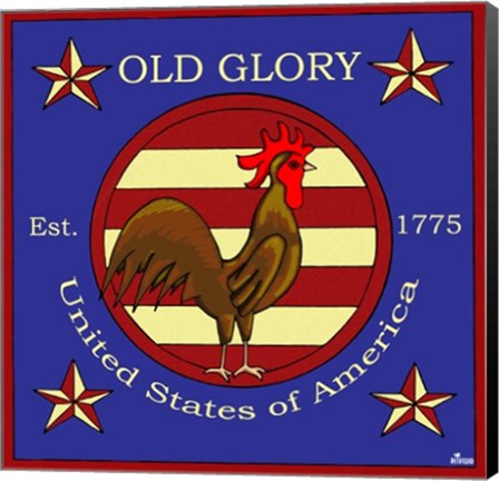 Framed Rooster Old Glory Print