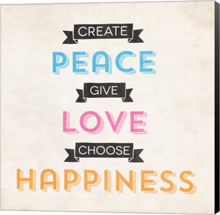 Framed Peace Love Happiness Print