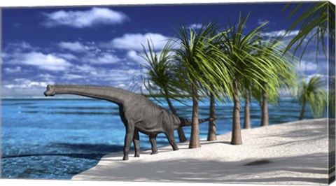 Framed Large Brachiosaurus on the Shoreline Print