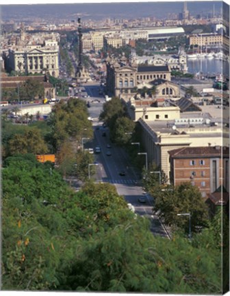 Framed City View, Barcelona, Spain Print