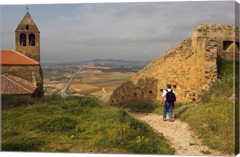 Framed Backpacking at Iglesia Parroquial de Santa Maria la Mayor Church, La Rioja, Spain Print