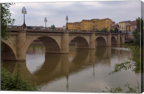 Framed Bridge over Rio Ebro in Logrono, La Rioja, Spain Print