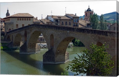 Framed Pedestrian Bridge over the Rio Arga, Puente la Reina, Navarra Region, Spain Print