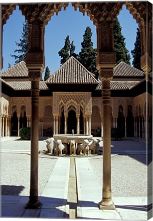 Framed Patio de los Leones in the Alhambra, Granada, Spain Print