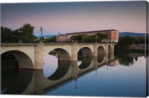 Framed Spain, Puente de Piedra bridge, Ebro River Print