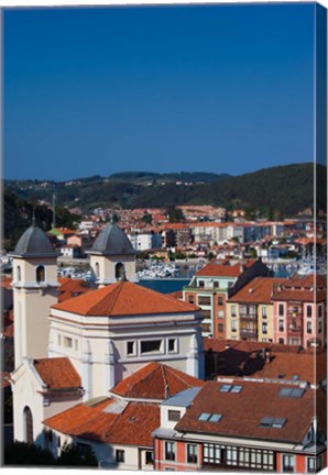 Framed Town View, Ribadesella, Spain Print