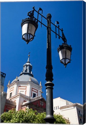 Framed Spain, Madrid Lamppost and the dome of the Las Calatravas Church Print