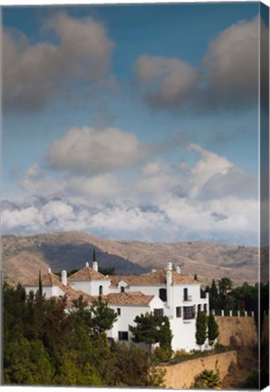 Framed View Of Villas And La Torresilla Mountain, Malaga Province, Spain Print