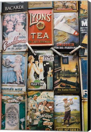 Framed Antique Enamelled Signs, Portobello Road Market, Notting Hill, London, England Print