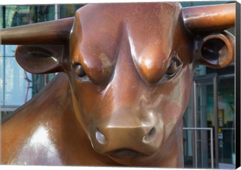 Framed Statue of a Bull, Bull Ring, Birmingham, England Print