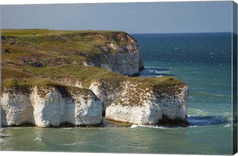 Framed Chalk cliffs by North Landing, Flamborough Head, Yorkshire, England Print