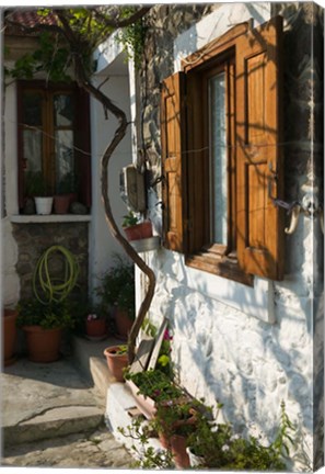 Framed Building Detail, Lesvos, Mithymna, Northeastern Aegean Islands, Greece Print