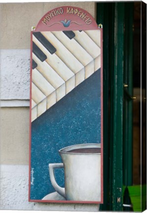 Framed Cafe Sign, Lesvos, Mytilini, Aegean Islands, Greece Print