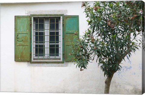 Framed Courtyard Detail, Limonos Monastery, Filia, Lesvos, Mithymna, Aegean Islands, Greece Print