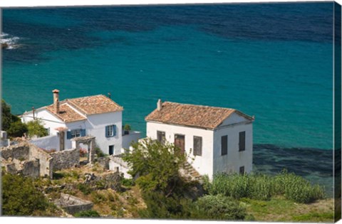Framed Greece, Aegean Islands, Samos, Kalami Beach Houses Print