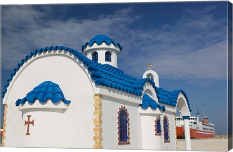 Framed Greek Orthodox Chapel, Port of Kyllini, Peloponnese, Greece Print