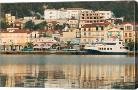 Framed Sunrise View of Waterfront, Zakynthos, Ionian Islands, Greece Print