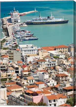 Framed Town and Port, Zakynthos, Ionian Islands, Greece Print