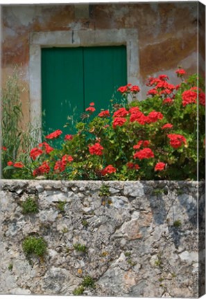 Framed Vacation Villa Wall with Flowers, Matsoukata, Kefalonia, Ionian Islands, Greece Print