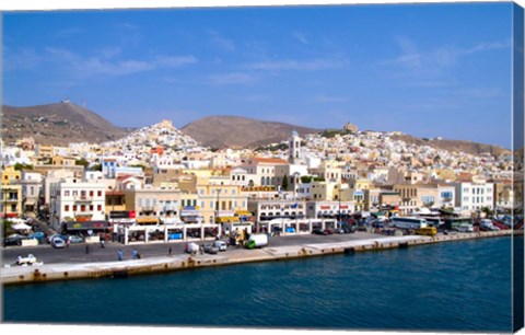 Framed Greek Island of Siros, Greece Print