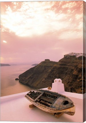 Framed Imerovigli Viewed from Thira, Santorini, Cyclades Island, Greece Print