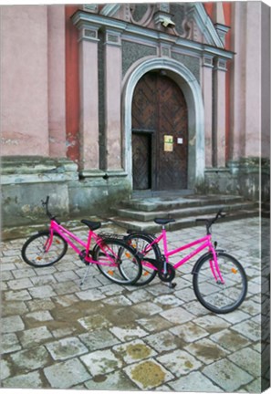 Framed Bicycles Outside a Traditional House, Vilnius, Lithuania Print