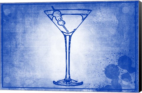 Framed Martini Blue Print I Print