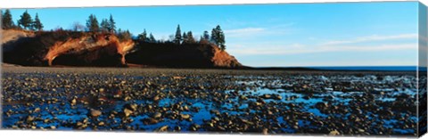 Framed Sea Caves on Rocky Beach Print