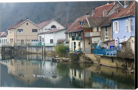 Framed Doubs River Valley, Canal Town, France Print