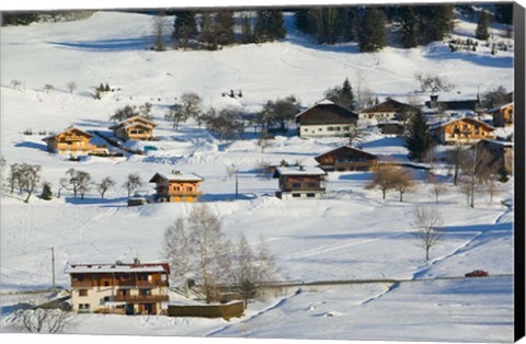 Framed Ski Village in Winter, Ski Chateaus Print